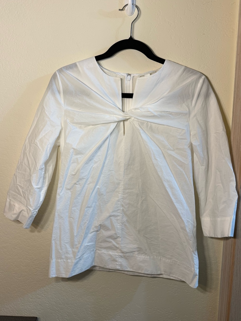 COS White Twist-Front Cotton Blouse size 6